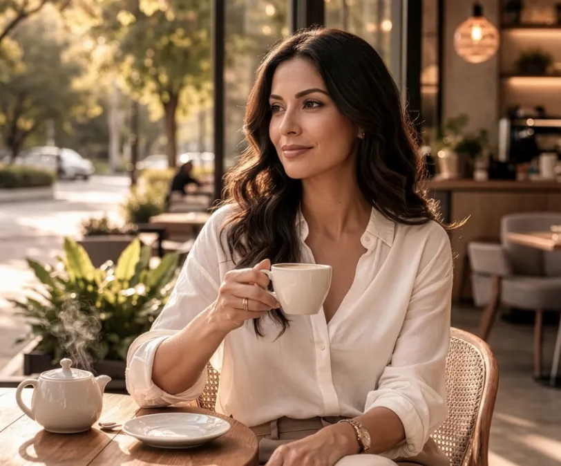 Mujer tomando café
